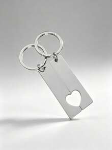2Pcs Custom Text Engraved Couple Split Heart Keychains Set, Personalized Name Date Metal Matching Key Ring, Romantic Valentine Anniversary Birthday Gift For Boyfriend Girlfriend - Multicolor - View 9