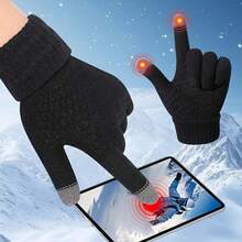 2PCS Winter Touch Screen Gloves, Unisex Warm Thermal Gloves For Cold Weather, Fashion Versatile Hand Gloves For Driving, Cycling, Office Work, Dating, Daily Outdoor Use, Couple Style Accessory - A - View 7