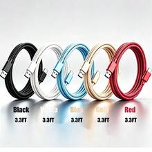 5-Pack 1m Nylon Braided USB-A To Type-C Charging Cable Set, Multi-Color Fast Charging Data Cable, Anti-Tangle Durable Phone Charging Cable, Compatible With Samsung Galaxy, Pixel, Android Type-C Devices, Suitable For Home, Office, Travel/Halloween Gift - Multicolor - View 2