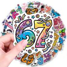 50pcs 67 Theme & Internet Slang Aesthetic Stickers | Perfect For Decorating Water Bottles, Laptops, Skateboards, And Luggage - Vinyl Stickers For Phone Cases And Tablets - Multicolor - View 4