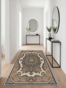 Digitally Printed Non-Slip Washable Runner And Area Rug Living Room Carpet, Modern Design | Modern, Scandinavian, Bohemian And Classic Styles | 100% Polyester - Black - View 7