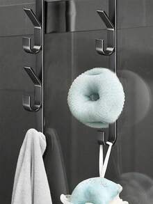 1pc Carbon Steel No-Drill Door Hook - Heavy Duty Metal Multi-Function Towel Rack | Space-Saving Vertical Design Storage Hanging Rack | Bathroom Door Towel Rack, Titanium Gold, No Drilling Required, Suitable For Bedroom - View 10