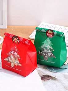1/10/30/50pcs Red & Green Christmas Packaging Bags, Reusable Christmas Gift Storage Bags, Suitable For Christmas Decorations, Party Supplies And Accessories (Stickers Not Included) - Multicolor - View 4