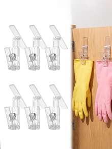 2 buah Klip Sarung Tangan Cuci Piring, Klip Gantung Cangkir Hisap Kreatif untuk Dapur, Klip Penyimpanan Multifungsi, Kait Perekat Tahan Lama Anti Selip untuk Kain & Sarung Tangan yang Dipasang di Dinding, Perlengkapan Dapur/Aksesoris Kamar Mandi/Dekorasi Rumah Musim Gugur - View 1