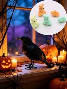 1/3/12pcs Artificial Feather Black Crow Decor, Realistic Simulation Raven Bird Ornament, Halloween Scary Party Prop For Home Garden Scene Decoration - Multiple Colors and Styles - View 11