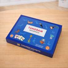 Children Back To School Educational Magnetic Tangram Puzzle, Elementary School Teaching Aid, Back To School Season Gift, Children Magnetic Puzzle Geometric Blocks 2-In-1 Learning & Education Intellectual Toy Gift - Multicolor - View 11