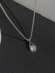 1pc Sparkling Water Drop Necklace, Women's Fashion Elegant Style, Light Luxury Niche Design, Versatile Elegant Collarbone Chain, Suitable For Daily Commute, Date, Party - Silver - View 6