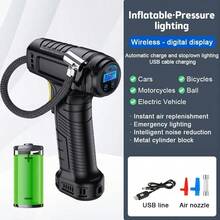 150PSI Fast Car Tire Inflator, Portable Air Compressor Tire Inflator - Equipped With LED Light, Pressure Gauge And One-Key Smart Wireless Design - Suitable For Cars, Motorcycles, Bicycles And Sports Balls, Inflation Speed Increased 3 Times - Wireless - View 15