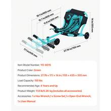 Ride On Scooter 150 Lbs Swing Side-To-Side For Amazing Riding Green, For Ages 4+, Powered By Zig-Zag Motion, Ride On Toy With 3 Adjustable Length, Hand Brake, For Hard Surface Indoor & Outdoor - Green - View 7
