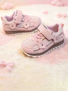 1 Pasang Sepatu Latihan Anak Perempuan Motif Bunga, Sol Lembut Anti Selip, Sepatu Olahraga Taman Kanak-kanak Serbaguna dan Bernapas - Berwarna merah muda - View 4