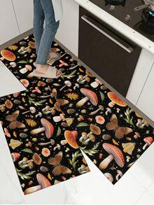 1/2pcs Diatomaceous Earth Bath Mat, Vintage Mushroom Pattern, Super Absorbent, Non-Slip, Perfect For Bathroom, Kitchen And Dining Room, Quick Dry, Ideal Home Decor And Bathroom Mat Gift, Holiday Gift! - Multicolor - View 5