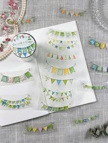 1 Roll Colorful Flag Theme PET Die-Cut Washi Tape, Scrapbooking DIY Collage Decoration Magazine Photo Album Scrapbook Diary Sticker Washi Tape - Colorful Party Bunting - View 4