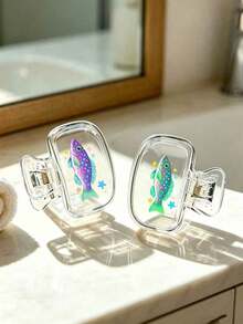 彩色沙丁魚主題便攜式牙刷盒，印有可愛沙丁魚圖案，透明旅行牙刷收納盒，牙刷頭保護夾，牙刷保護套，方便攜帶，防塵設計，適合送給愛人、朋友、家人、老師、旅行愛好者的理想禮物，居家、宿舍、度假必備。適用於生日禮物、開學禮物、婚禮配件、教師節禮物以及春夏必備品 - 彩色 - 查看 7
