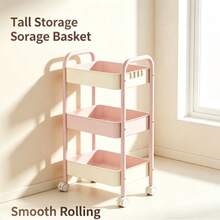 Multi-Layer Mobile Storage Cart With Wheels, Flexible Push And Pull Design, Large Capacity Tiered Storage, Suitable For Kitchen Spice Storage, Bedroom Clutter Organization, Bathroom Supplies Storage, Snack Storage, Multi-Functional Home Storage Organizer - Multicolor - View 4