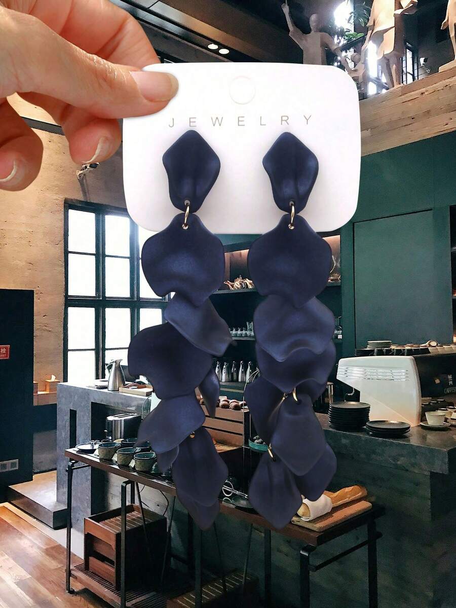Betykuku 1對巴洛克風花瓣吊墜耳環