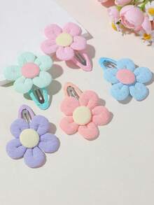 10pcs Multi-Color Floral Hair Clips Cute Princess Children Fabric Hair Accessories Non-Damaging Hair Clips For Daily Use - Multicolor - View 8