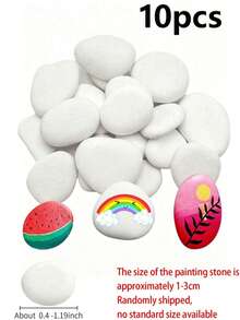20pcs Medium Smooth White Painting Stones - Flat Style, 0.4-1.19 Inches, Handpicked, Suitable For Crafts, Art, Decoration - Chemical Free, Smooth Surface, Perfect For Beginners And Craft Activities, Handmade Projects, Decorative Stones, Birthday Gifts - Multiple Styles - View 12