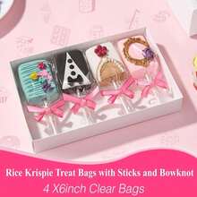 100pcs 4x6 Inch Clear Rice Crisp Packaging Bags, Suitable For Cotton Candy, Macaron Sticks, Candy, Apple Cookies, Cake Sticks Rice Crisp Set Packaging Bags - Multicolor - View 8