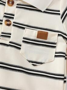 Bhchntiy 3pcs Baby Boys Autumn/Winter New Striped & Solid Color Polo Collar Casual Fashion Rompers - Multicolor - View 4