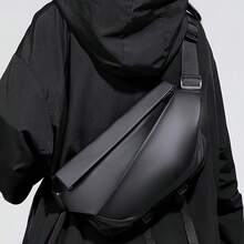 Shoulder Bag_Waterproof Matte Leather Crossbody Bag, Adjustable Strap, Multiple Compartments_Perfect For Daily Commute And Outdoor Activities_Black Daily Commute Bag_Casual Crossbody Bag - Multicolor - View 9