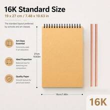 A4/16K/A5/A6 2 Sketchbooks + 2 Colored Pencils, Top Spiral Bound, 30 Pages Per Book, Suitable For Drawing Set, Suitable For Writing Artists - Yellow - View 5