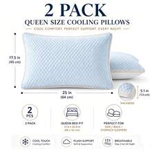 2PCS Lightweight, Moisture-Wicking Winter Pillows With A Textured Feel, Hotel-Quality Warm Bed Pillows That Stay Supportive, Soft And Skin-Friendly, Breathable Sleep Pillows, Perfect For Side, Back, Or Stomach Sleeping, Ideal For Winter Bedrooms. - 2PCS Blue - View 3