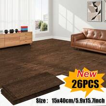 26pcs/Set Self-Adhesive Wood Grain Vinyl Floor Tiles, Realistic Wood Texture For Warm Visual Effect, Peel And Stick Installation, Wear-Resistant Surface For Easy Cleaning, Removable Without Removing Original Flooring, Suitable For Rental Apartments, Homes And Offices - 26-pack - View 12