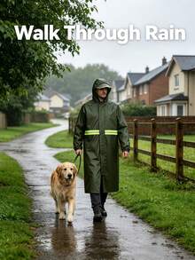 Full‑Length Waterproof Hooded Raincoat, Unisex Loose Fit Long Rain Coat For Commuting Travel Camping - Long Hiking Raincoat - View 5