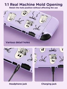 Ayotu Ghost & Bow & Book Pattern Switch Protective Case, Compatible With New Switch 2 (2025)/Switch NS/Switch OLED, Can Be Used On Dock Without Removing Protective Case, Universal Game Controller Protective Cover, Switch Game Accessories, Anti-Drop & Anti-Scratch, Halloween Theme & Birthday Gift. - View 3