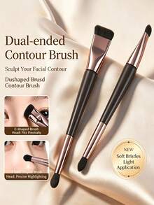 BAILIFOREVER 1/2pcs Dual-Ended Contour Brush/Highlighter Brush Dual-Ended Makeup Brush - Mocha Brown - View 1