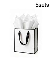 5/1Sets, Phnom Penh And Black Edge Paper Handler Gift Bag Wedding Festival Bridesmaid Sense Gift Bag Birthday Gift Bag Wedding Banquet 9 X 7 X 3.15', Metallic Paper Gift Bags With Handle And Tissue - Multicolor - View 17