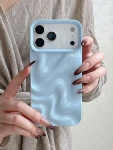 New Minimalist 3D Wave Pattern Sky Blue Phone Case Suitable For IPhone 18 Pro Max/18 Pro/18/17 Pro Max/17 Pro/17/16 Pro Max/16/16 Pro/16 Plus/15/15 Pro Max/15 Pro/15 Plus/11/12/13/14 Pro Max/13 Pro/13 Pro Max/14 Pro/14 Pro Max Soft Shell Creative - Baby Blue - View 2
