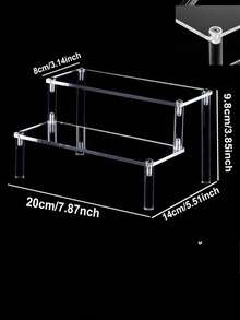 1pc Adjustable 2-3 Tier Acrylic Display Stand, Transparent Desktop Organizer, Tiered Desktop Holder For Cupcakes, Perfumes, Craft Toys - White - View 16
