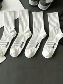 1/4/8/20 Pairs White Massage Bottom Sports Knee-High Socks - White - View 1