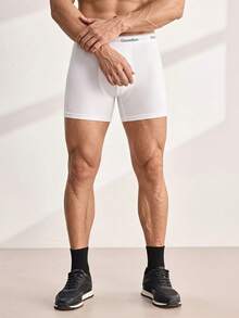 Driftmere Mens White Boxer Briefs, Mid Long Breathable Soft Underpants, Comfortable Spring Summer Underwear - White - View 2
