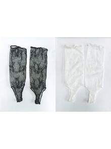 1/2 Pairs Y2K Hot Girl Lace Ruched Socks, Sexy Sheer Rose Jacquard Leg Warmers - Multicolor - View 10