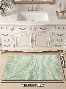 1pc Bathroom Floor Mat Carpet, Fluffy Geometric Textured Green Rug With TPR Non-Slip Backing, Suitable For Kitchen, Outdoor, Indoor, Hallway, Bedroom, Living Room, Bedside, Machine Washable And Easy To Clean, Autumn Holiday Decor Bathroom Carpet - Multicolor - View 12