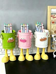 DIY Tempat Pena Mulut Lebar, Ember Penyimpanan Kuas Makeup, Tempat Pena Kapasitas Besar yang Lucu dan Menarik untuk Meja Belajar Siswa, Ember Penyimpanan Retro Amerika Sederhana, Penyimpanan Makeup, Penyimpanan Kantor Rumah, Penyimpanan Belajar - A - View 5