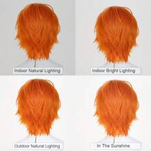 Orange Synthetic Short Straight Men Side Parted Wigs Anime Game Cosplay Fluffy Wig Heat Resistant For Daily Party - Orange - View 7
