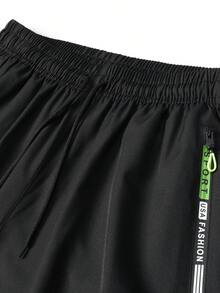 Women's Spring/Autumn Lightweight Cargo Pants, Featuring Drawstring Waist And Zipper Pockets Design. Simple Solid Color Style, Perfect For Outdoor Activities And Daily Wear. - Black - View 3