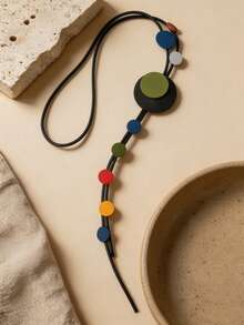 MARLIWOO 1pc Vintage Personalized Colorful Pendant Necklace, Exaggerated Style Party Fashion Jewelry, Bohemian Style - Colorful - View 3