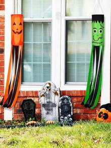 Halloween Wind Vane Hanging Ghost Wind Sock, Scary Ghost Decoration, Ghost Wind Direction Indicator, Holiday Yard Outdoor Decor, Polyester Wind Sock Flag, Suitable For Halloween Yard Decoration And Holiday Celebration, Halloween Gift - Multicolor - View 4
