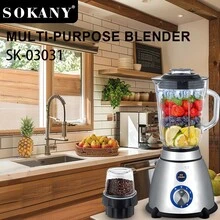 SOKANY 03031 Multi-Function Food Processor Blender, 800W High Power/1.5L Large Capacity/5-Speed Control, One-Touch Operation, Suitable For Juicing/Grinding/Chopping Meat And More - Silver - View 3