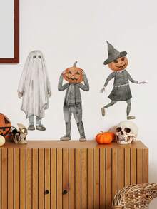 Halloween Funny Pumpkin Ghost Goblin Wall Sticker Set, Retro Cartoon Patterns, Self-Adhesive And Removable, Living Room Window Party Atmosphere Decoration Decals - Wall Stickers - View 6