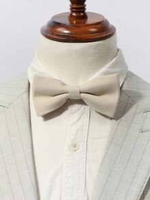 1pc Men's Fashion Solid Color Encrypted Bow Tie - Beige - View 1
