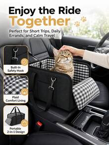 Kursi Mobil untuk Anjing Peliharaan - Kursi Mobil Hewan Peliharaan Lipat dengan Penopang Sabuk Pengaman dan Desain Anti-Selip - Kursi Portabel yang Dapat Menambah Tinggi dengan Bantalan dan Rangka Kokoh, Cocok untuk Anjing Kecil hingga 11 lbs, untuk SUV, Sedan, Van - Aksesori Konsol Tengah - MultiWarna - View 2