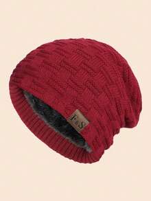 MAKEFGE 1pc Unisex Outdoor Casual Fashion Warm Personalized Streetwear Autumn/Winter Thermal Lined Thick Knit Beanie Hat Suitable For Daily Wear - F & S Standard - View 23