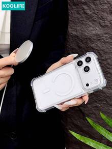 Koolife 1pc Magnetic Wireless Charging Clear Phone Case,Ins Minimalist Aesthetic,Niche Simple Design,TPU Back 4‑Corner Anti‑Drop Shockproof Protective Cover Compatible With Iphone 18 Pro Max 18Pro 17 17Pro 17Pro Max 16Pro 15Pro Max 13pro 15 14 14Pro 13 - Clear - View 9