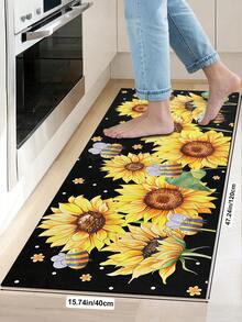 1/2pcs Autumn Floor Mat, Vintage Sunflower Pattern, Diatomaceous Earth Mat, Super Absorbent, Non-Slip, Perfect For Bathroom, Kitchen And Dining Room, Quick Drying, Perfect Gift For Home Decor And Bathroom Mat, Holiday Gift! - Multicolor - View 16