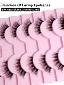 10 Pairs Half Lashes Natural Look Clear Band Soft Wispy Lashes For Daily Style Eye Makeup Fluffy Lashes Dating&Party&Music Festival&Travel Lashes - Black - View 5